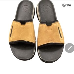 Timberland Tan and Black Men's Slide Sandals